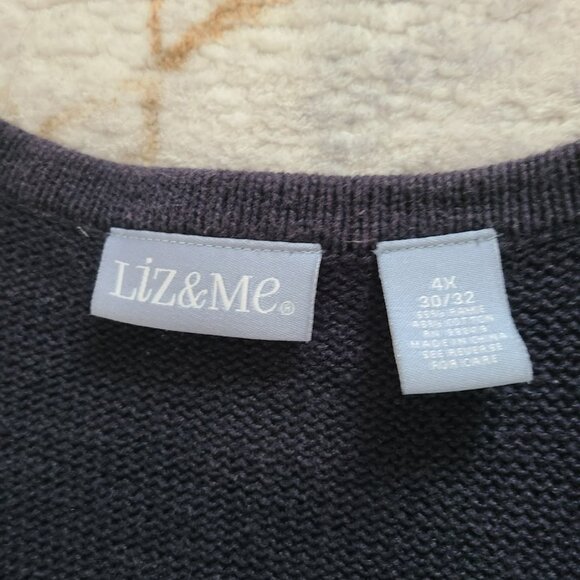 Liz & Me 4X Butterfly Knit Cardigan Sweater Navy Blue Pastel Y2K - Picture 3 of 7